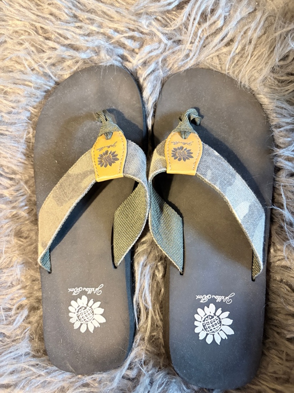 Yellow Box Camo Canvas Flip Flops